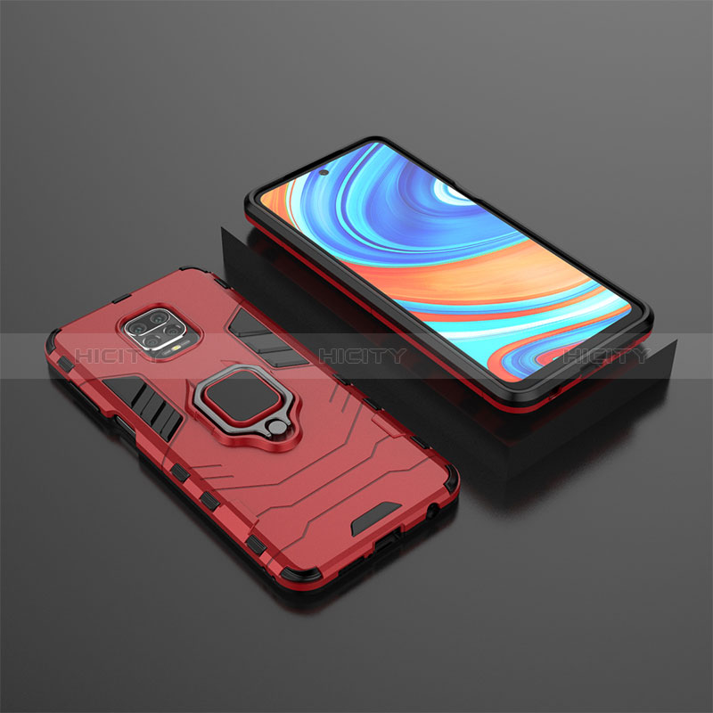 Funda Bumper Silicona y Plastico Mate Carcasa con Magnetico Anillo de dedo Soporte KC1 para Xiaomi Poco M2 Pro