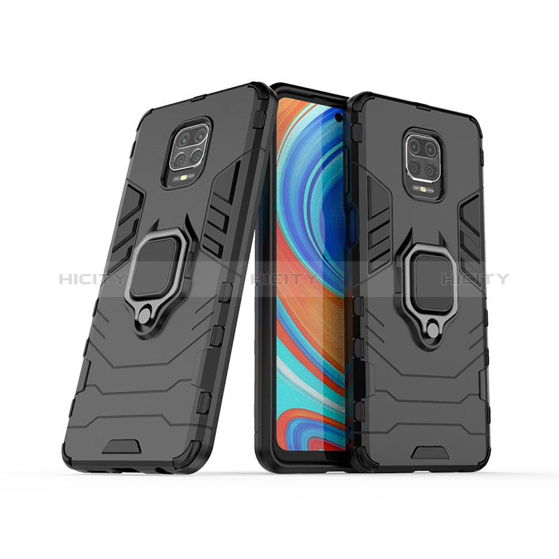 Funda Bumper Silicona y Plastico Mate Carcasa con Magnetico Anillo de dedo Soporte KC1 para Xiaomi Poco M2 Pro