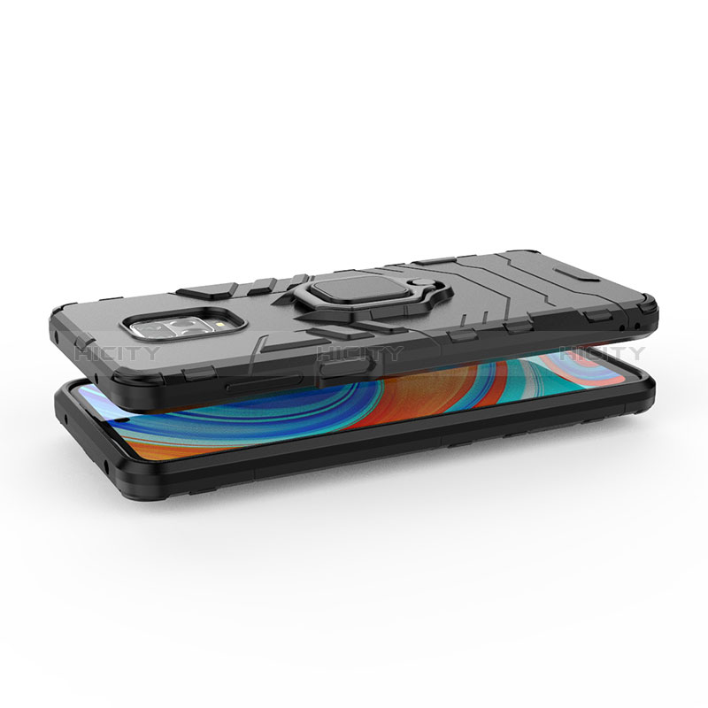 Funda Bumper Silicona y Plastico Mate Carcasa con Magnetico Anillo de dedo Soporte KC1 para Xiaomi Poco M2 Pro