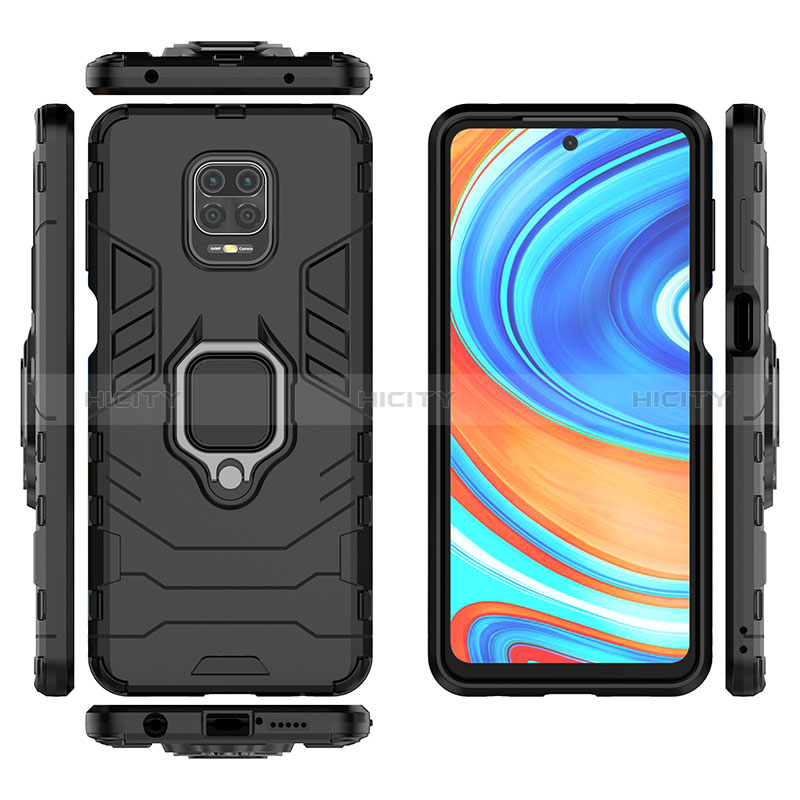 Funda Bumper Silicona y Plastico Mate Carcasa con Magnetico Anillo de dedo Soporte KC1 para Xiaomi Poco M2 Pro