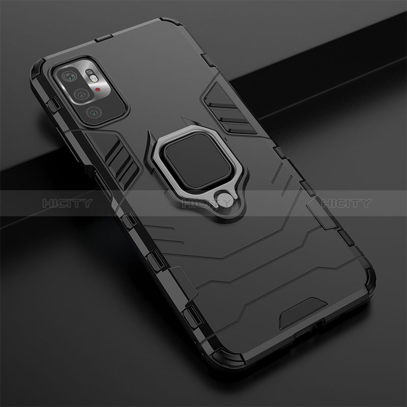 Funda Bumper Silicona y Plastico Mate Carcasa con Magnetico Anillo de dedo Soporte KC1 para Xiaomi POCO M3 Pro 5G