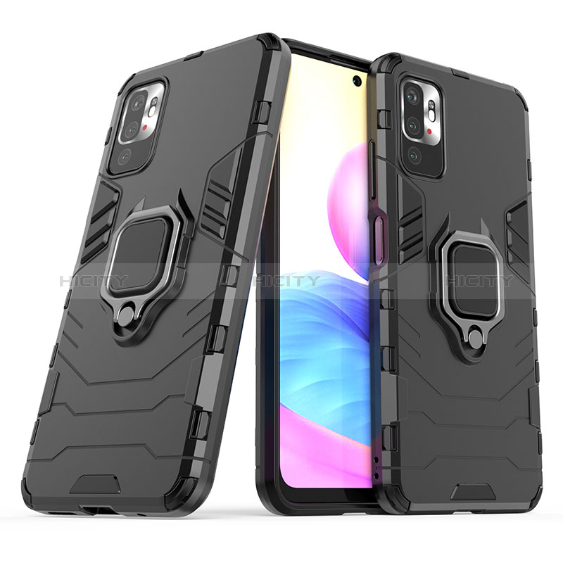 Funda Bumper Silicona y Plastico Mate Carcasa con Magnetico Anillo de dedo Soporte KC1 para Xiaomi POCO M3 Pro 5G