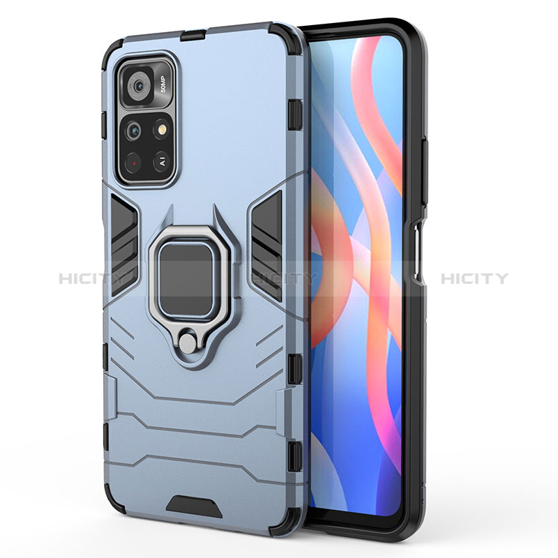 Funda Bumper Silicona y Plastico Mate Carcasa con Magnetico Anillo de dedo Soporte KC1 para Xiaomi Poco M4 Pro 5G