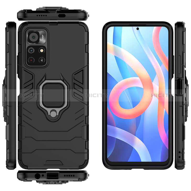 Funda Bumper Silicona y Plastico Mate Carcasa con Magnetico Anillo de dedo Soporte KC1 para Xiaomi Poco M4 Pro 5G