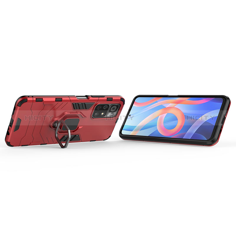 Funda Bumper Silicona y Plastico Mate Carcasa con Magnetico Anillo de dedo Soporte KC1 para Xiaomi Poco M4 Pro 5G