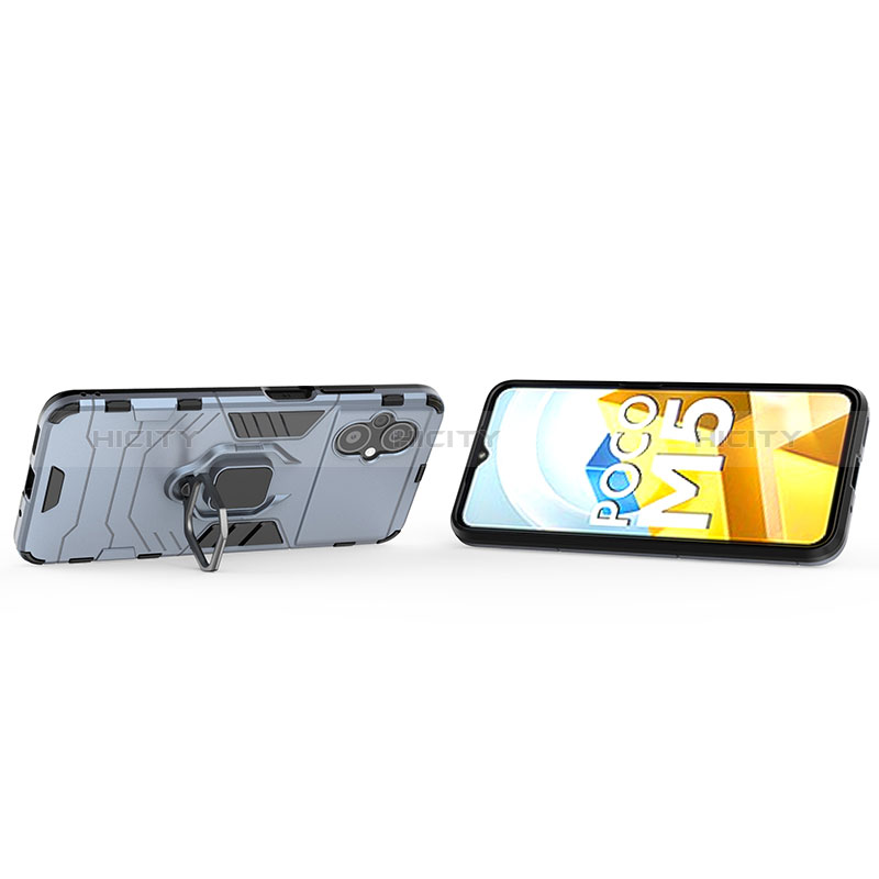 Funda Bumper Silicona y Plastico Mate Carcasa con Magnetico Anillo de dedo Soporte KC1 para Xiaomi Poco M5 4G