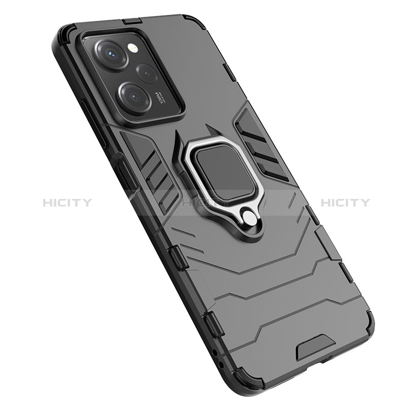 Funda Bumper Silicona y Plastico Mate Carcasa con Magnetico Anillo de dedo Soporte KC1 para Xiaomi Poco X5 Pro 5G