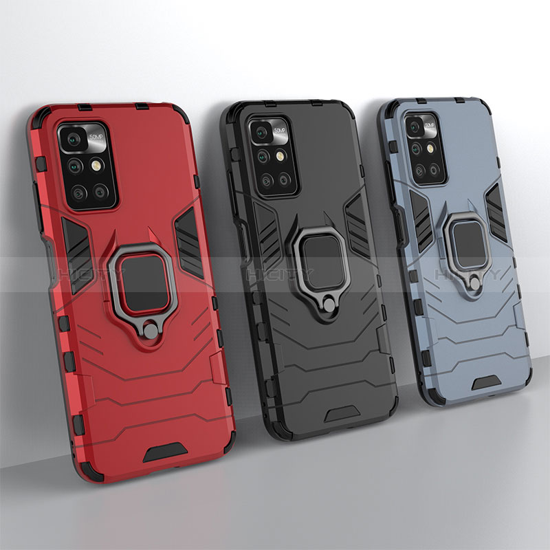 Funda Bumper Silicona y Plastico Mate Carcasa con Magnetico Anillo de dedo Soporte KC1 para Xiaomi Redmi 10 (2022)