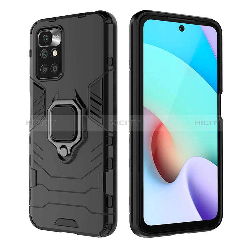 Funda Bumper Silicona y Plastico Mate Carcasa con Magnetico Anillo de dedo Soporte KC1 para Xiaomi Redmi 10 (2022)