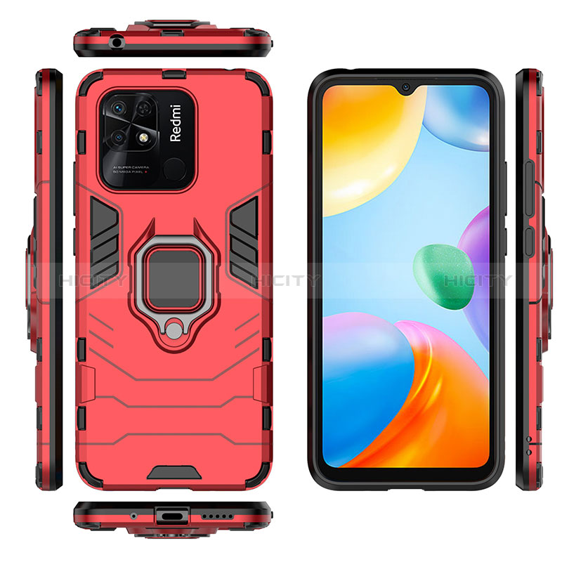 Funda Bumper Silicona y Plastico Mate Carcasa con Magnetico Anillo de dedo Soporte KC1 para Xiaomi Redmi 10 India