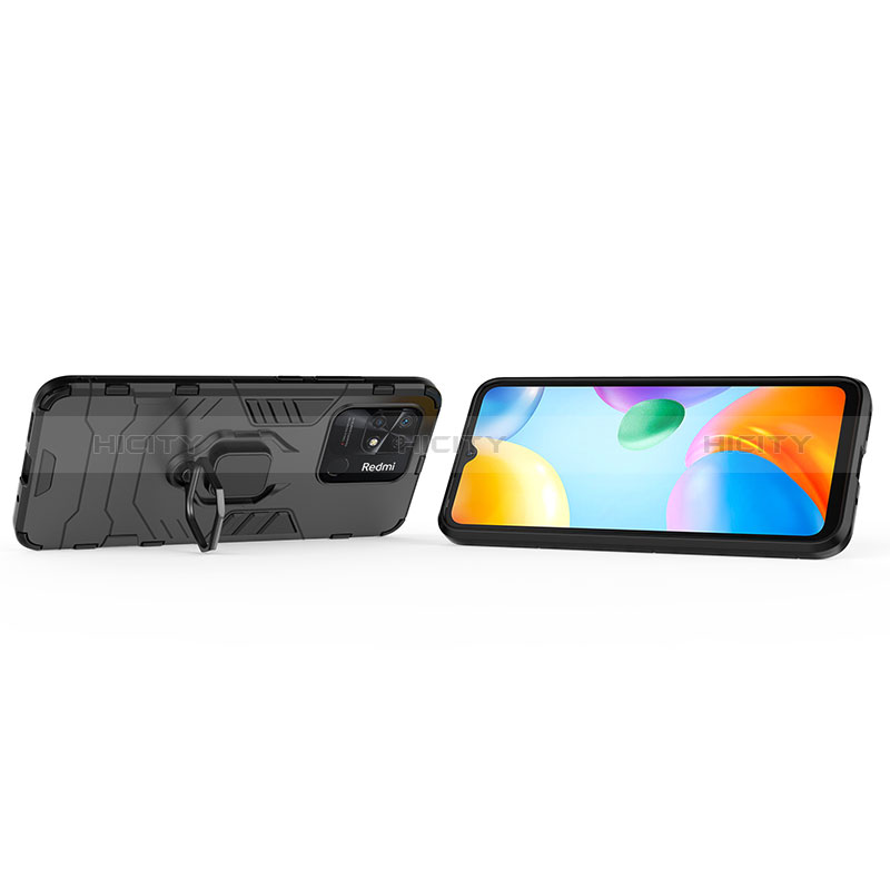 Funda Bumper Silicona y Plastico Mate Carcasa con Magnetico Anillo de dedo Soporte KC1 para Xiaomi Redmi 10 India