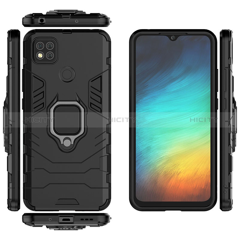 Funda Bumper Silicona y Plastico Mate Carcasa con Magnetico Anillo de dedo Soporte KC1 para Xiaomi Redmi 10A 4G