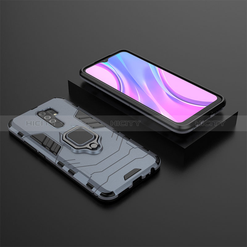 Funda Bumper Silicona y Plastico Mate Carcasa con Magnetico Anillo de dedo Soporte KC1 para Xiaomi Redmi 9 Prime India