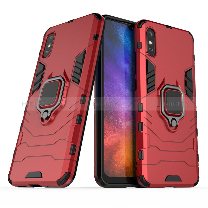 Funda Bumper Silicona y Plastico Mate Carcasa con Magnetico Anillo de dedo Soporte KC1 para Xiaomi Redmi 9A