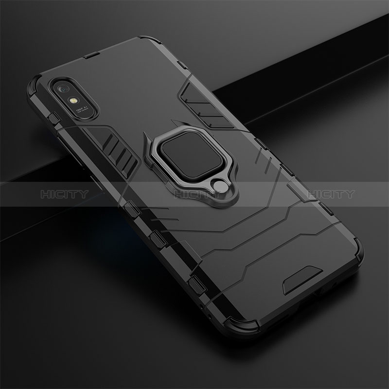 Funda Bumper Silicona y Plastico Mate Carcasa con Magnetico Anillo de dedo Soporte KC1 para Xiaomi Redmi 9AT