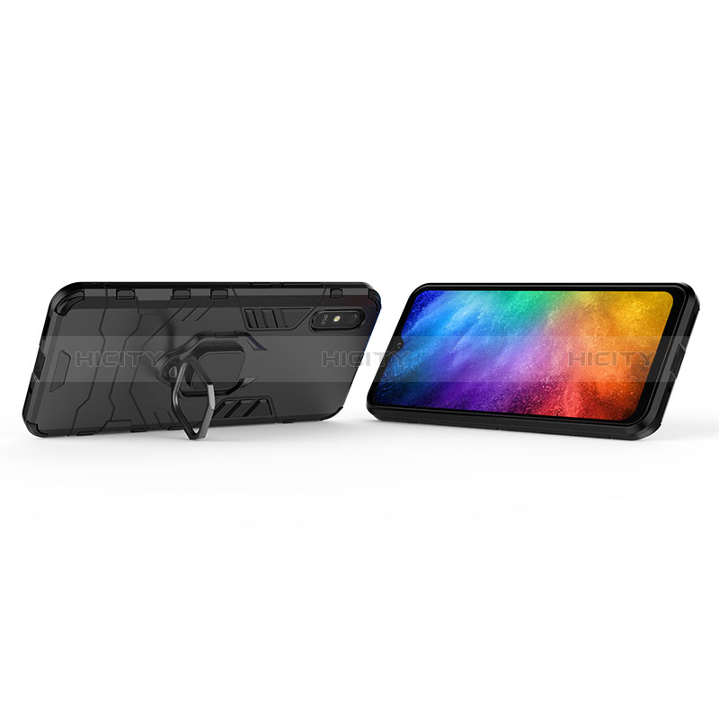 Funda Bumper Silicona y Plastico Mate Carcasa con Magnetico Anillo de dedo Soporte KC1 para Xiaomi Redmi 9i