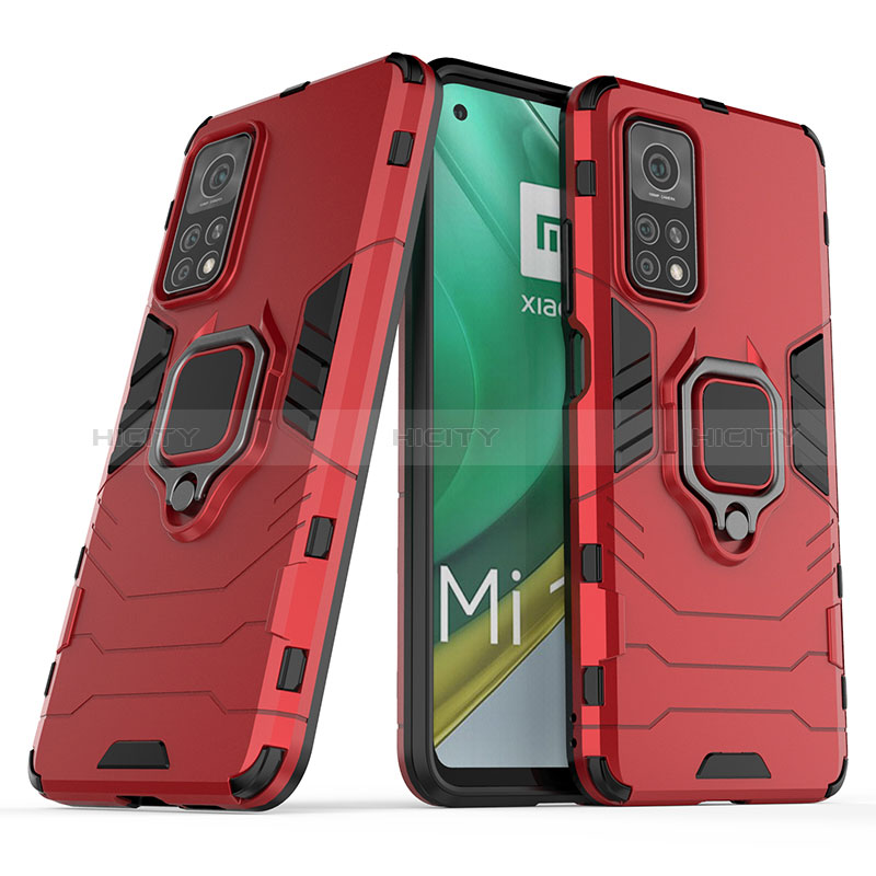 Funda Bumper Silicona y Plastico Mate Carcasa con Magnetico Anillo de dedo Soporte KC1 para Xiaomi Redmi K30S 5G