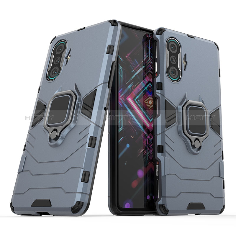 Funda Bumper Silicona y Plastico Mate Carcasa con Magnetico Anillo de dedo Soporte KC1 para Xiaomi Redmi K40 Gaming 5G