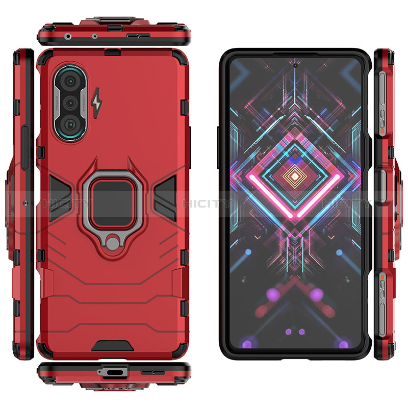 Funda Bumper Silicona y Plastico Mate Carcasa con Magnetico Anillo de dedo Soporte KC1 para Xiaomi Redmi K40 Gaming 5G