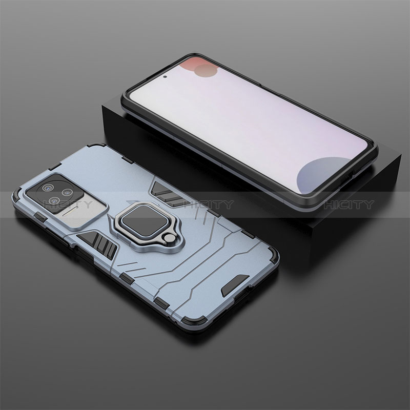 Funda Bumper Silicona y Plastico Mate Carcasa con Magnetico Anillo de dedo Soporte KC1 para Xiaomi Redmi K50 5G