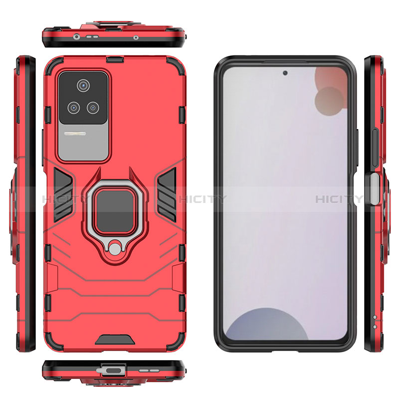 Funda Bumper Silicona y Plastico Mate Carcasa con Magnetico Anillo de dedo Soporte KC1 para Xiaomi Redmi K50 5G