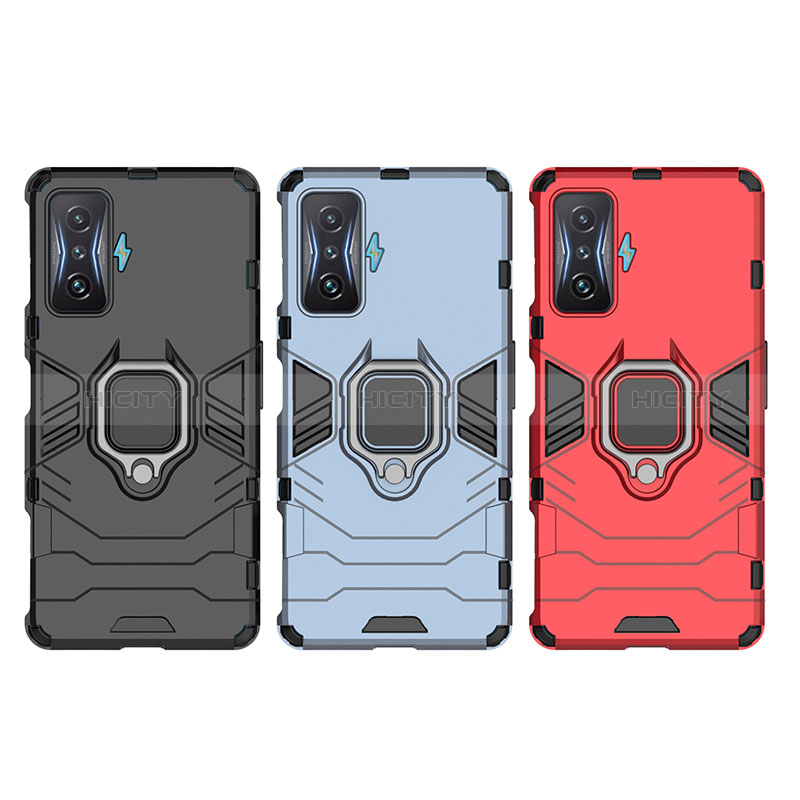 Funda Bumper Silicona y Plastico Mate Carcasa con Magnetico Anillo de dedo Soporte KC1 para Xiaomi Redmi K50 Gaming 5G