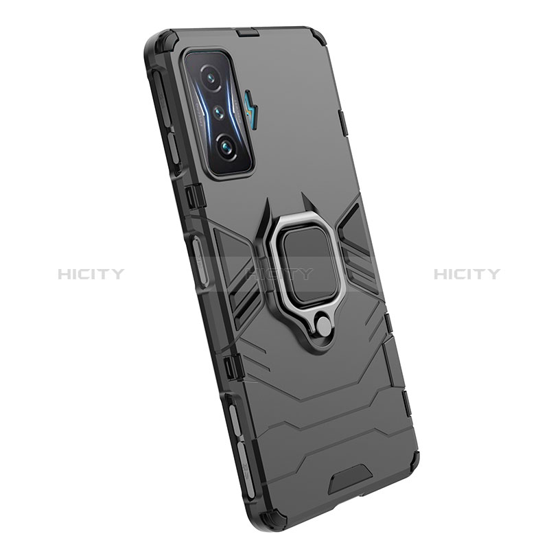 Funda Bumper Silicona y Plastico Mate Carcasa con Magnetico Anillo de dedo Soporte KC1 para Xiaomi Redmi K50 Gaming 5G