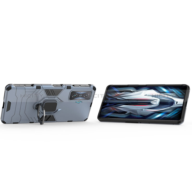 Funda Bumper Silicona y Plastico Mate Carcasa con Magnetico Anillo de dedo Soporte KC1 para Xiaomi Redmi K50 Gaming AMG F1 5G