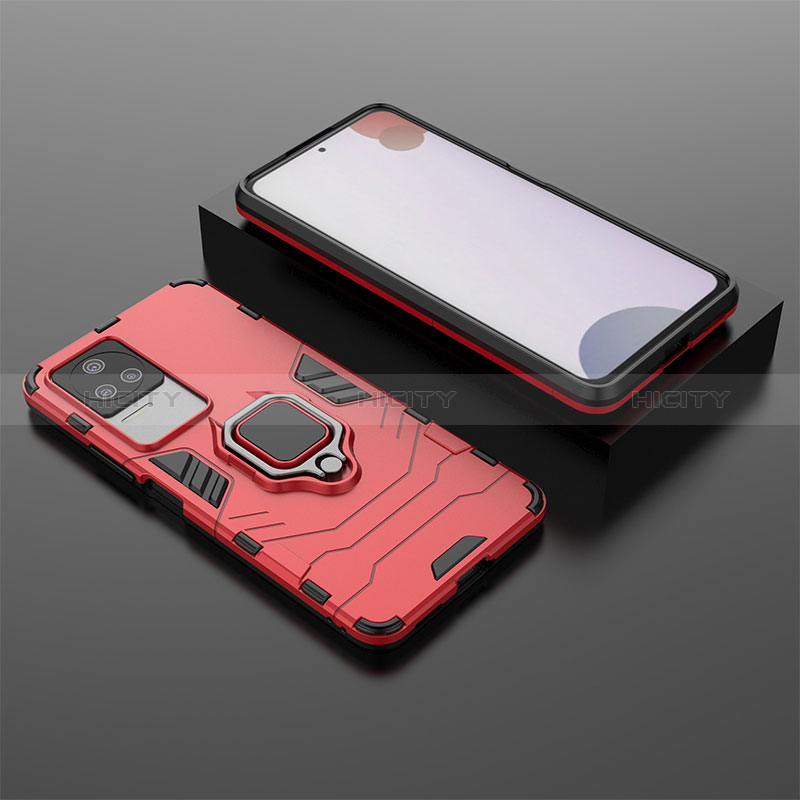 Funda Bumper Silicona y Plastico Mate Carcasa con Magnetico Anillo de dedo Soporte KC1 para Xiaomi Redmi K50 Pro 5G