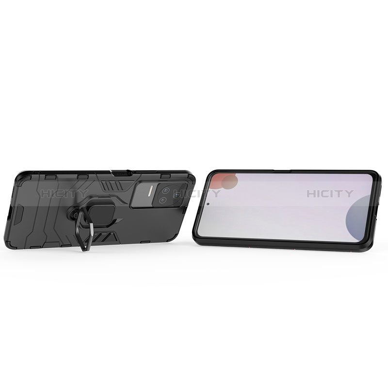 Funda Bumper Silicona y Plastico Mate Carcasa con Magnetico Anillo de dedo Soporte KC1 para Xiaomi Redmi K50 Pro 5G