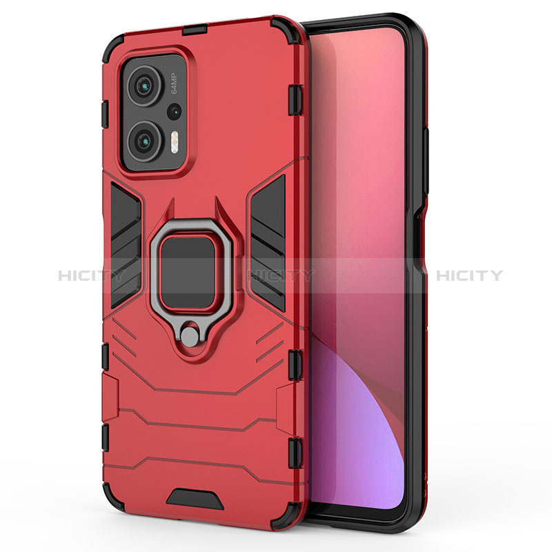 Funda Bumper Silicona y Plastico Mate Carcasa con Magnetico Anillo de dedo Soporte KC1 para Xiaomi Redmi K50i 5G