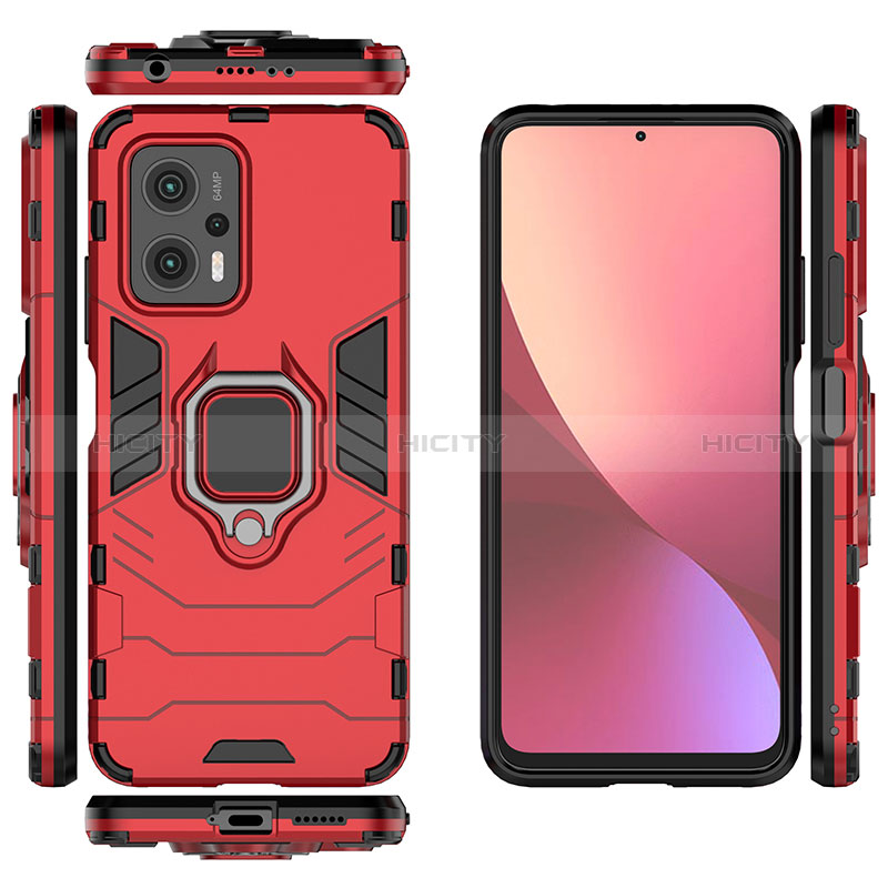 Funda Bumper Silicona y Plastico Mate Carcasa con Magnetico Anillo de dedo Soporte KC1 para Xiaomi Redmi K50i 5G