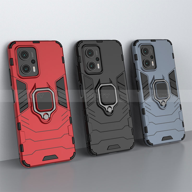 Funda Bumper Silicona y Plastico Mate Carcasa con Magnetico Anillo de dedo Soporte KC1 para Xiaomi Redmi K50i 5G