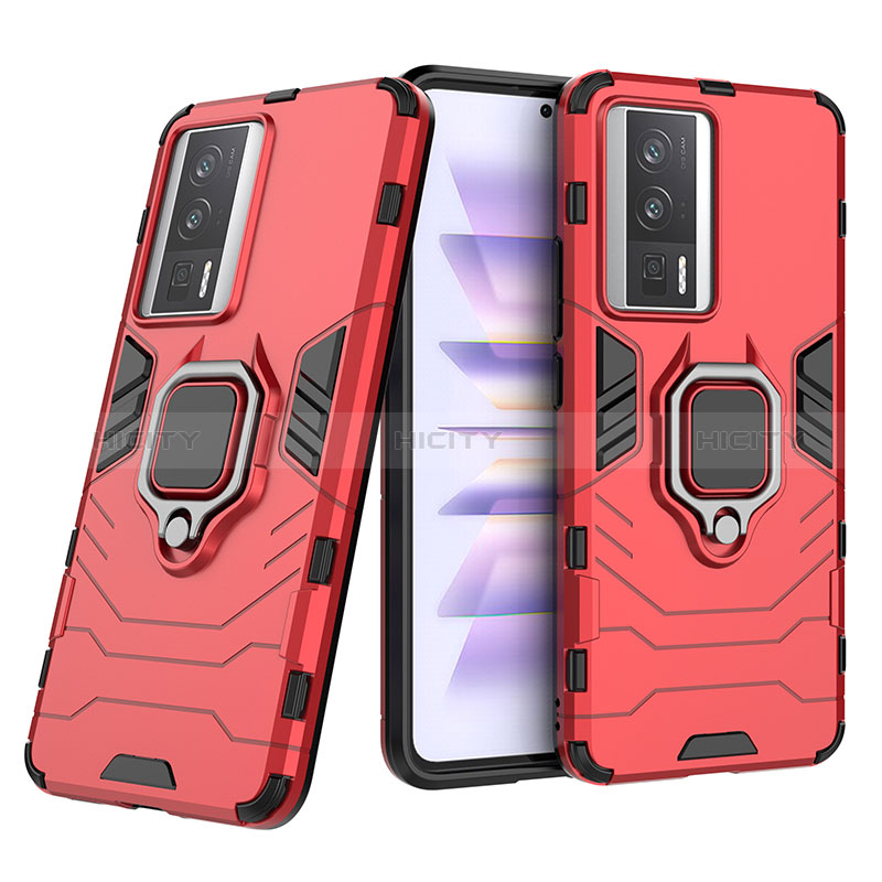 Funda Bumper Silicona y Plastico Mate Carcasa con Magnetico Anillo de dedo Soporte KC1 para Xiaomi Redmi K60 5G