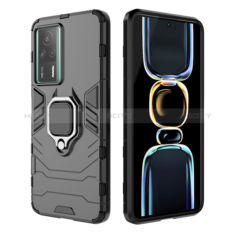 Funda Bumper Silicona y Plastico Mate Carcasa con Magnetico Anillo de dedo Soporte KC1 para Xiaomi Redmi K60E 5G