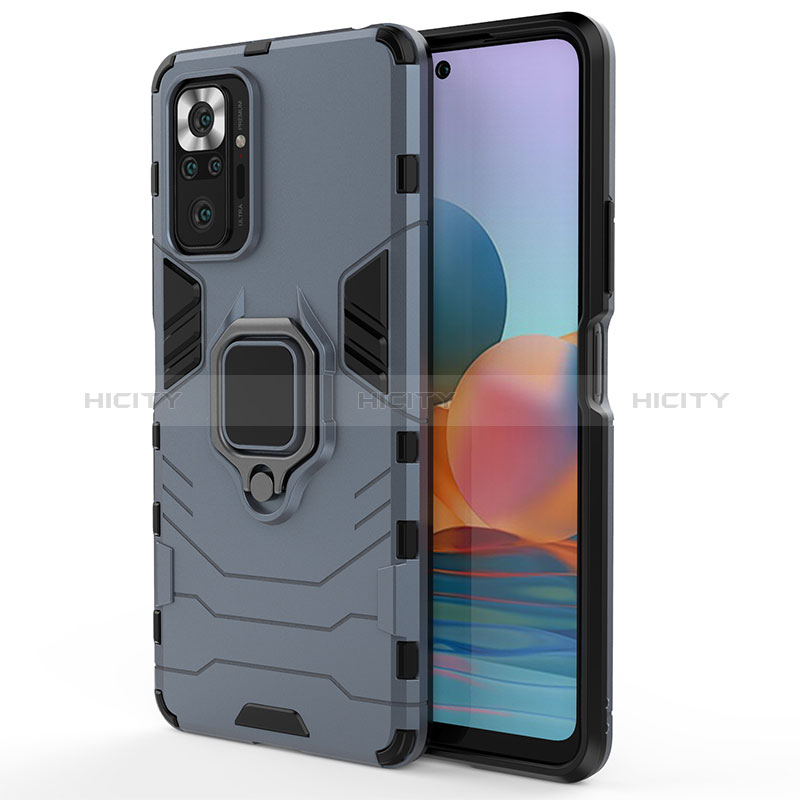 Funda Bumper Silicona y Plastico Mate Carcasa con Magnetico Anillo de dedo Soporte KC1 para Xiaomi Redmi Note 10 Pro 4G