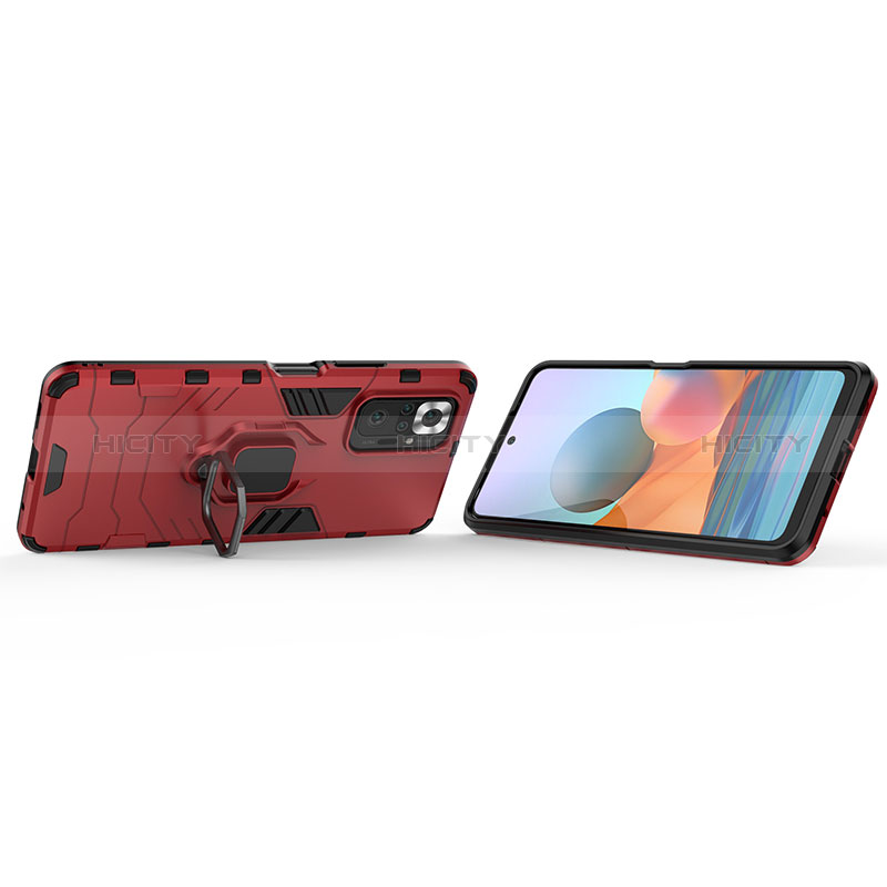 Funda Bumper Silicona y Plastico Mate Carcasa con Magnetico Anillo de dedo Soporte KC1 para Xiaomi Redmi Note 10 Pro 4G