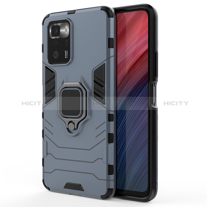 Funda Bumper Silicona y Plastico Mate Carcasa con Magnetico Anillo de dedo Soporte KC1 para Xiaomi Redmi Note 10 Pro 5G