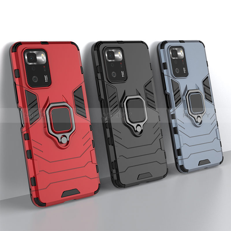 Funda Bumper Silicona y Plastico Mate Carcasa con Magnetico Anillo de dedo Soporte KC1 para Xiaomi Redmi Note 10 Pro 5G