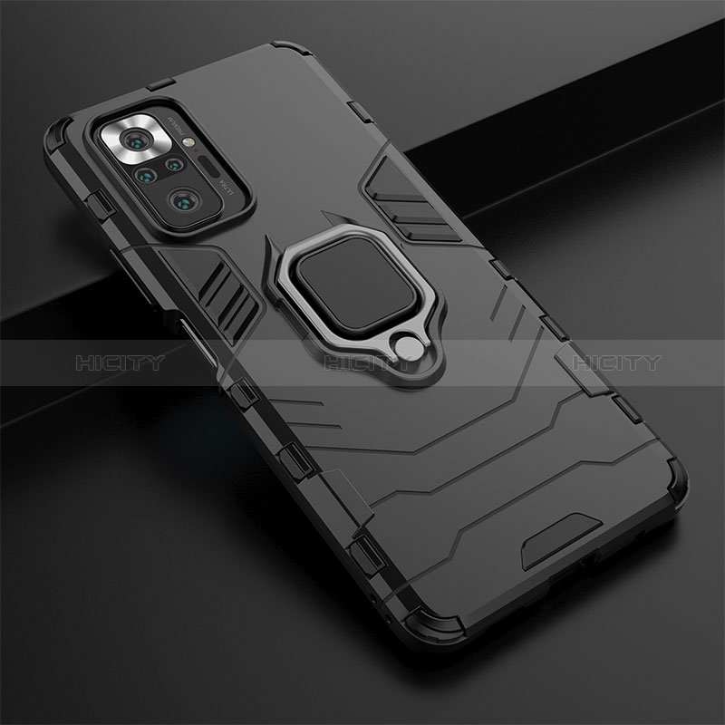 Funda Bumper Silicona y Plastico Mate Carcasa con Magnetico Anillo de dedo Soporte KC1 para Xiaomi Redmi Note 10 Pro Max