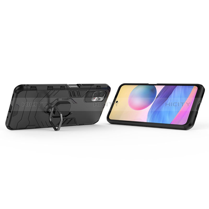 Funda Bumper Silicona y Plastico Mate Carcasa con Magnetico Anillo de dedo Soporte KC1 para Xiaomi Redmi Note 10T 5G