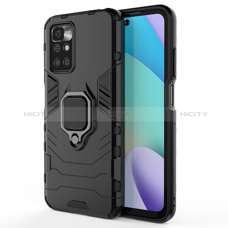 Funda Bumper Silicona y Plastico Mate Carcasa con Magnetico Anillo de dedo Soporte KC1 para Xiaomi Redmi Note 11 4G (2021)