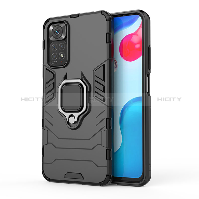 Funda Bumper Silicona y Plastico Mate Carcasa con Magnetico Anillo de dedo Soporte KC1 para Xiaomi Redmi Note 11 4G (2022)