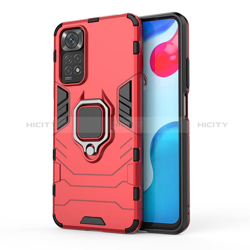 Funda Bumper Silicona y Plastico Mate Carcasa con Magnetico Anillo de dedo Soporte KC1 para Xiaomi Redmi Note 11 4G (2022)