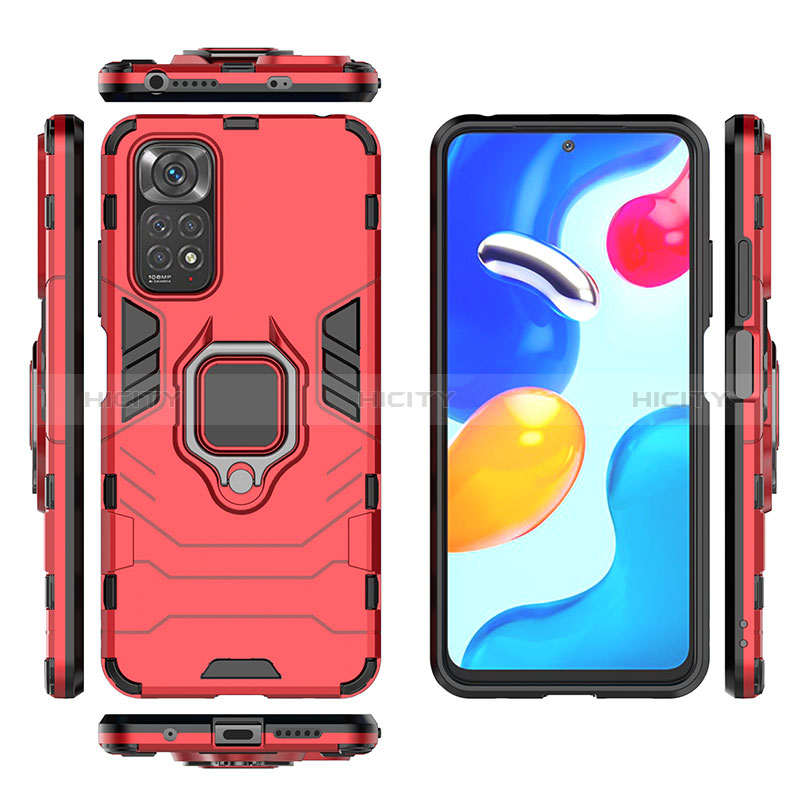 Funda Bumper Silicona y Plastico Mate Carcasa con Magnetico Anillo de dedo Soporte KC1 para Xiaomi Redmi Note 11 4G (2022)