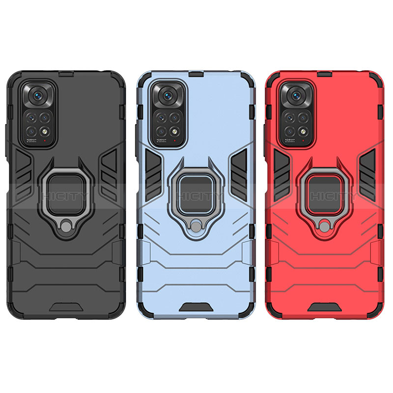 Funda Bumper Silicona y Plastico Mate Carcasa con Magnetico Anillo de dedo Soporte KC1 para Xiaomi Redmi Note 11 4G (2022)