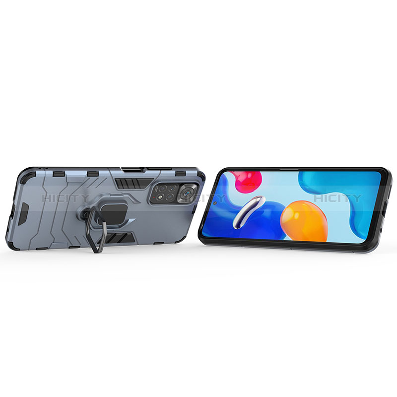 Funda Bumper Silicona y Plastico Mate Carcasa con Magnetico Anillo de dedo Soporte KC1 para Xiaomi Redmi Note 11 4G (2022)