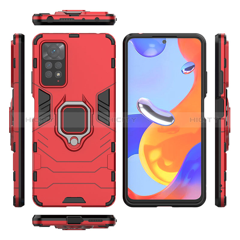 Funda Bumper Silicona y Plastico Mate Carcasa con Magnetico Anillo de dedo Soporte KC1 para Xiaomi Redmi Note 11 Pro 4G