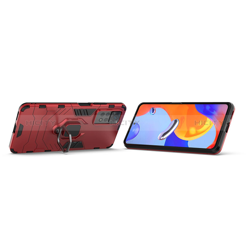 Funda Bumper Silicona y Plastico Mate Carcasa con Magnetico Anillo de dedo Soporte KC1 para Xiaomi Redmi Note 11 Pro 4G