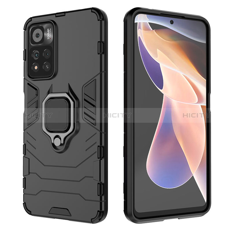 Funda Bumper Silicona y Plastico Mate Carcasa con Magnetico Anillo de dedo Soporte KC1 para Xiaomi Redmi Note 11 Pro+ Plus 5G